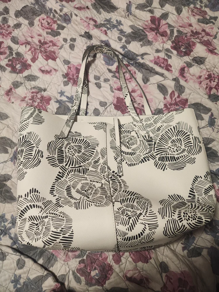Floral Tote Bag - White and Black indigo thumbnail