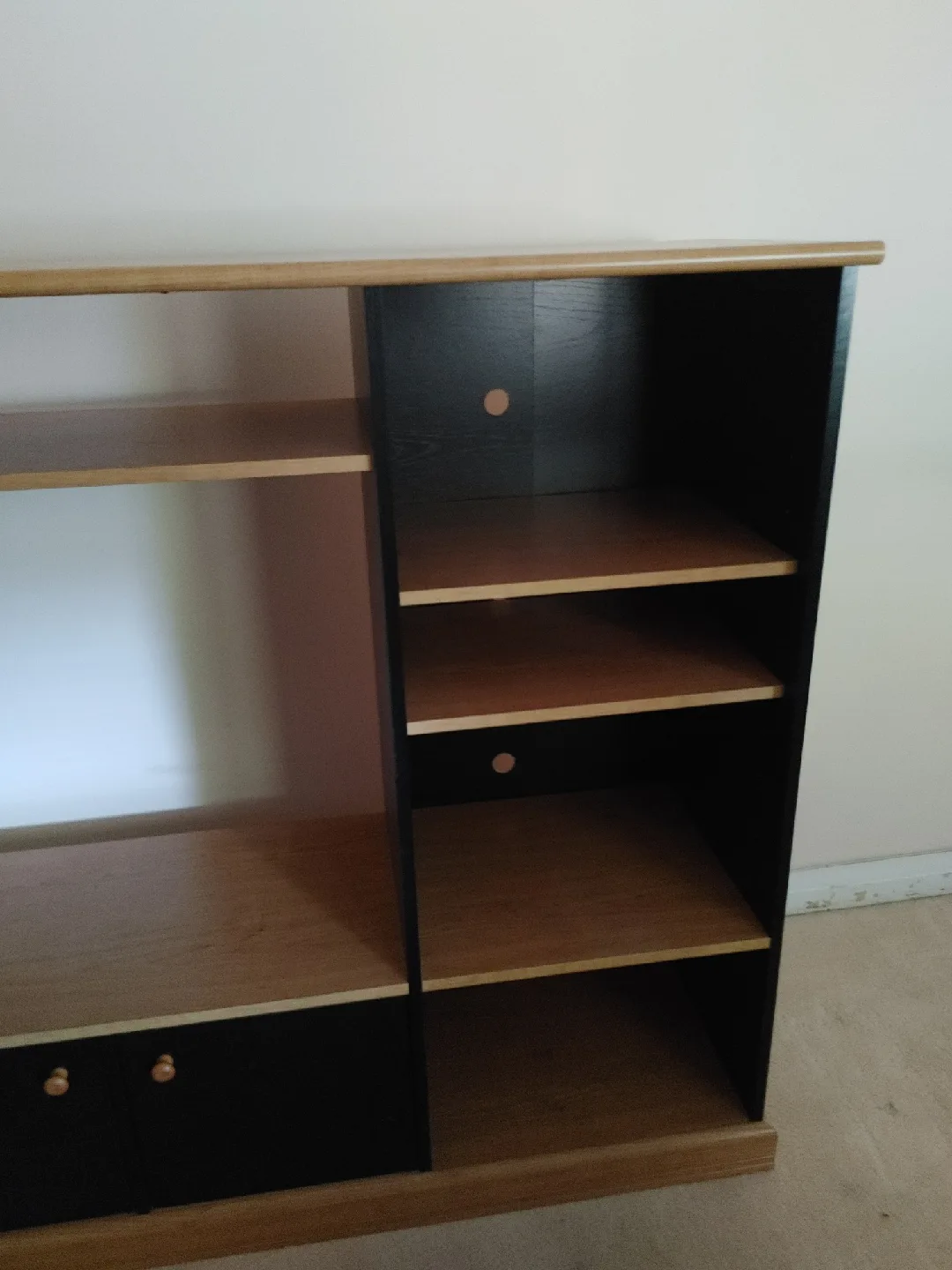 💚 ENTERTAINMENT UNIT BLACK/WOOD MINT CONDITION image indicator(6)