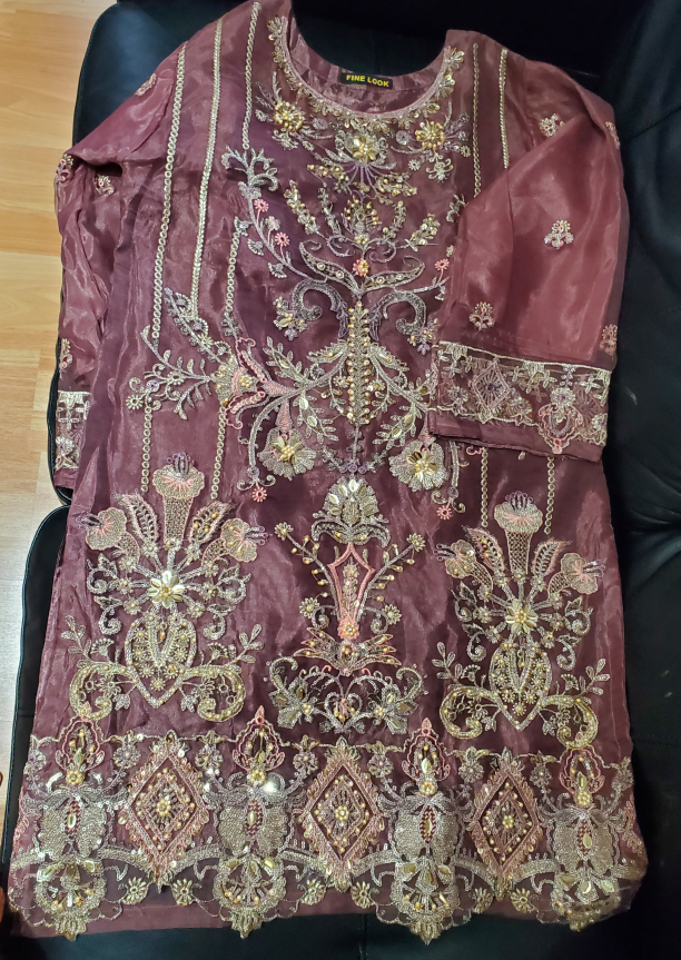 3-piece suit, shalwaar kameez, plum color