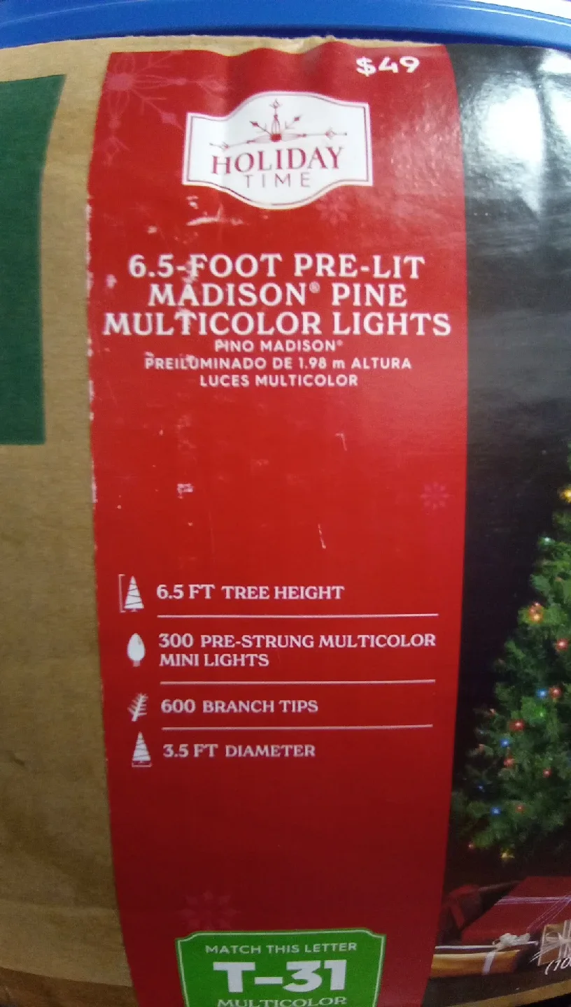 Holiday Time 6.5-Foot Pre-Lit Madison Pine Tree image indicator(2)