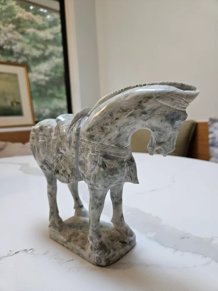 Jade Green Marble Tang Style Horse Statue image indicator(2)
