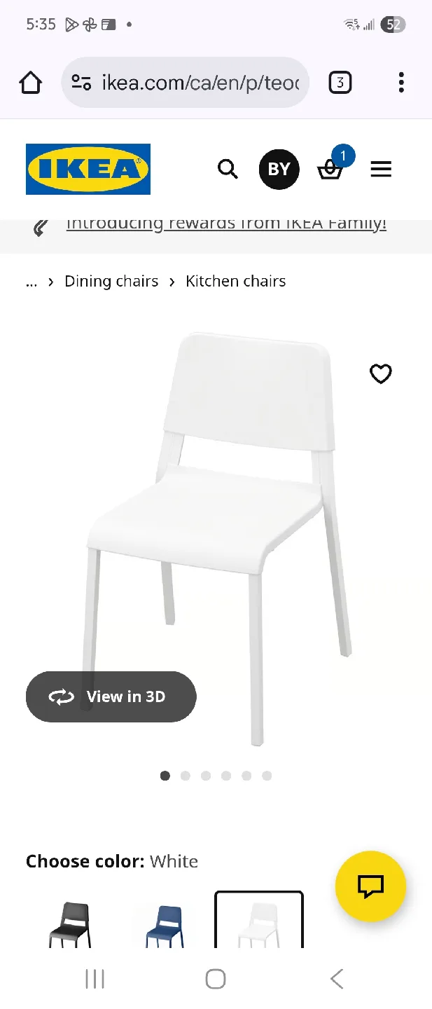 IKEA Teodores White Kitchen Chair thumbnail