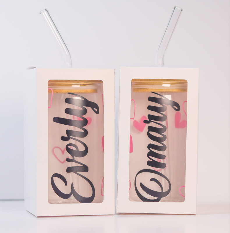 Personalized Glass Tumbler with Straw