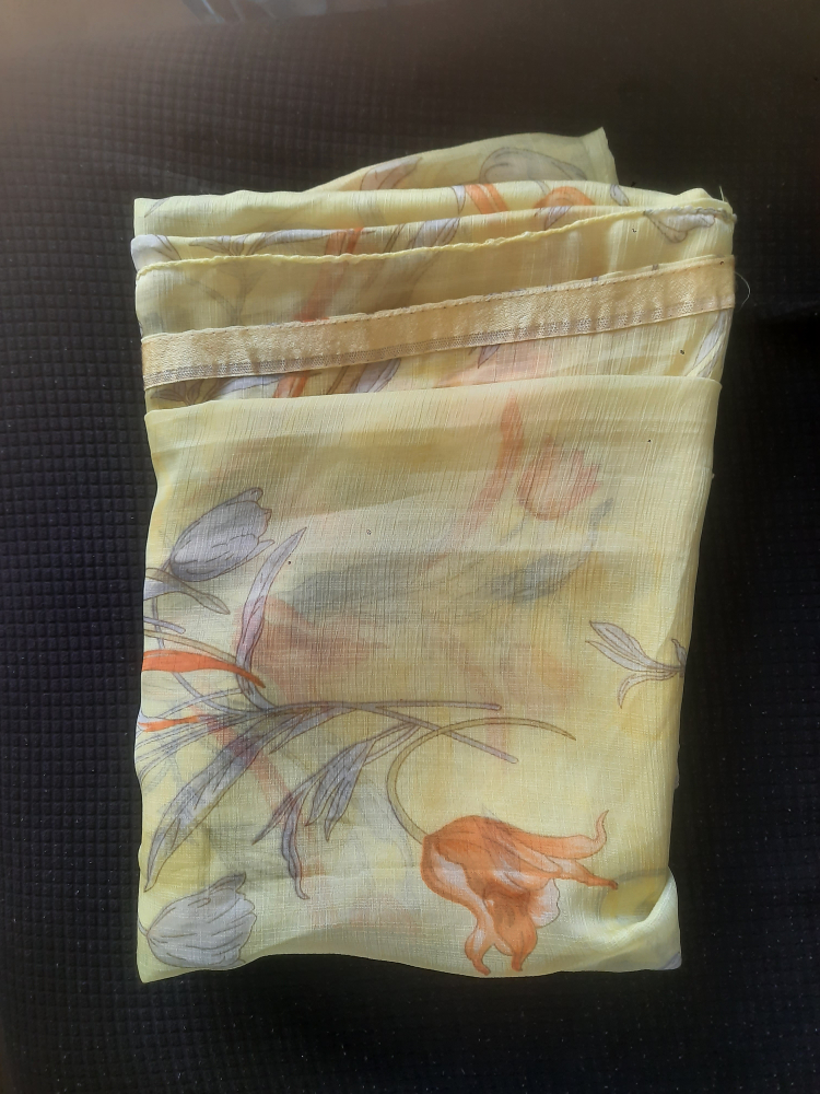Floral Print Saree - Yellow