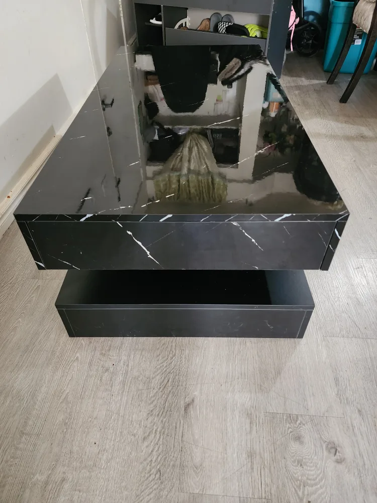 Black Marble Style Coffee Table with LED image indicator(8)