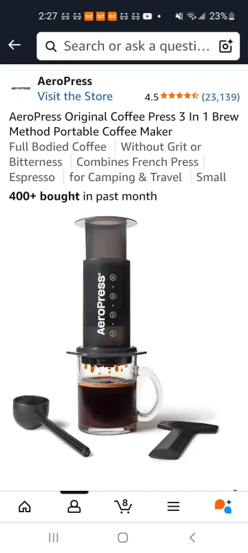 AeroPress Original Coffee Press - Brew Like a Pro! thumbnail