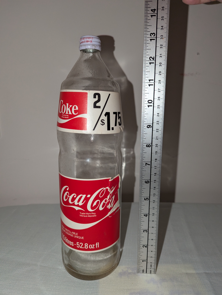 Coca Cola 1970s non Refillable 1.5 Litre Glass Bottle