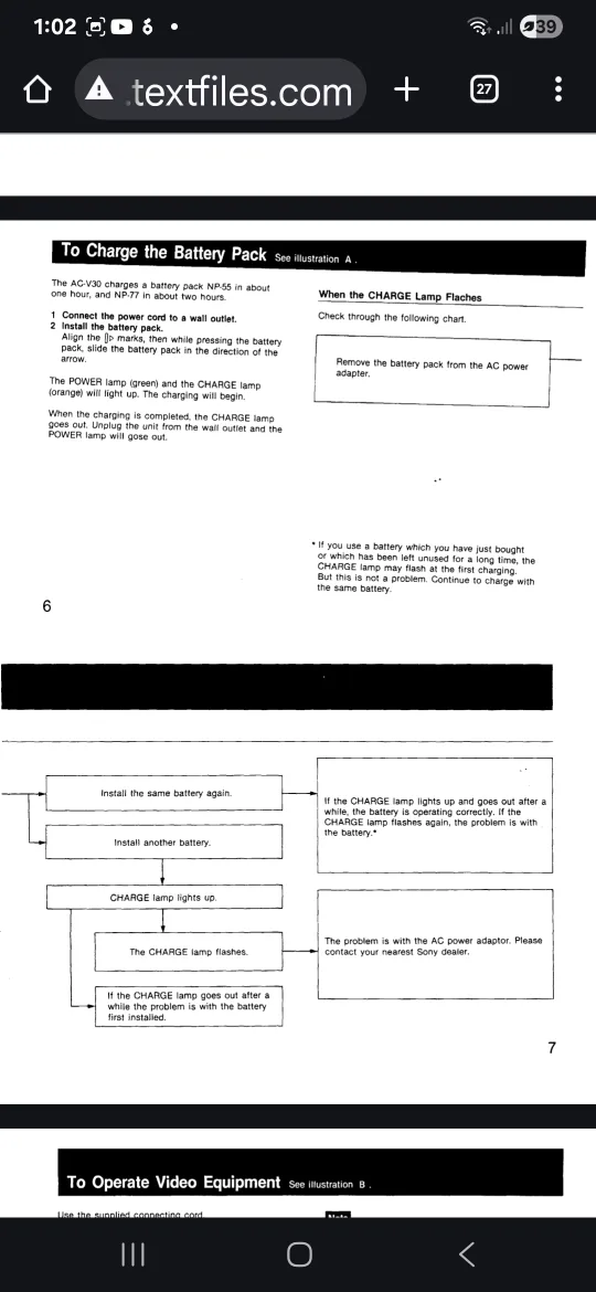 Sony Camcorder AC-V30 AC Power Adaptor/Battery Charger image indicator(9)