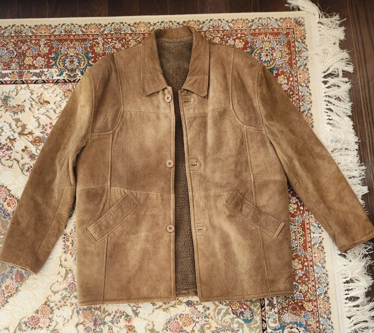 Tan men's leather Jacket  L image indicator(9)