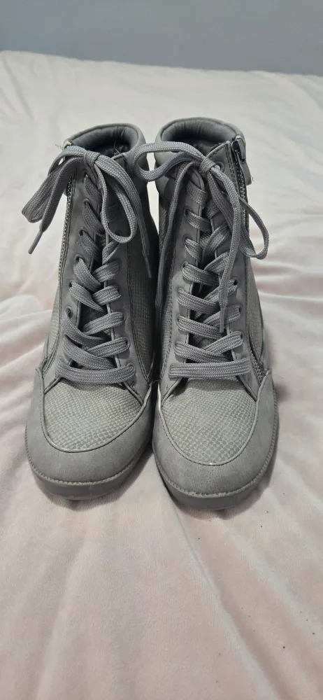 Just Fab Grey Wedge Heel Sneakers thumbnail