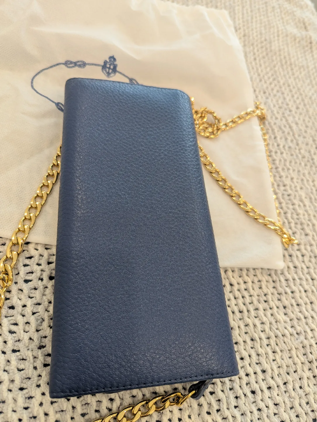 Prada Chain Wallet on Strap - Blue Leather image indicator(6)