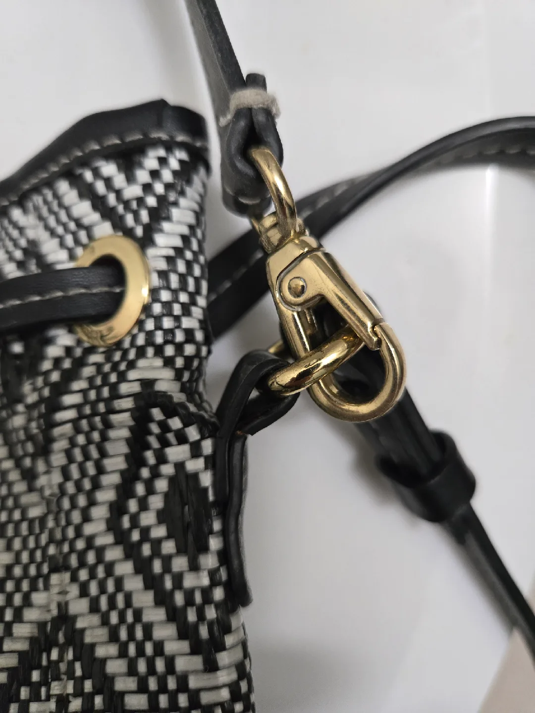 Dooney & Bourke Black/White Woven Bucket Bag image indicator(3)