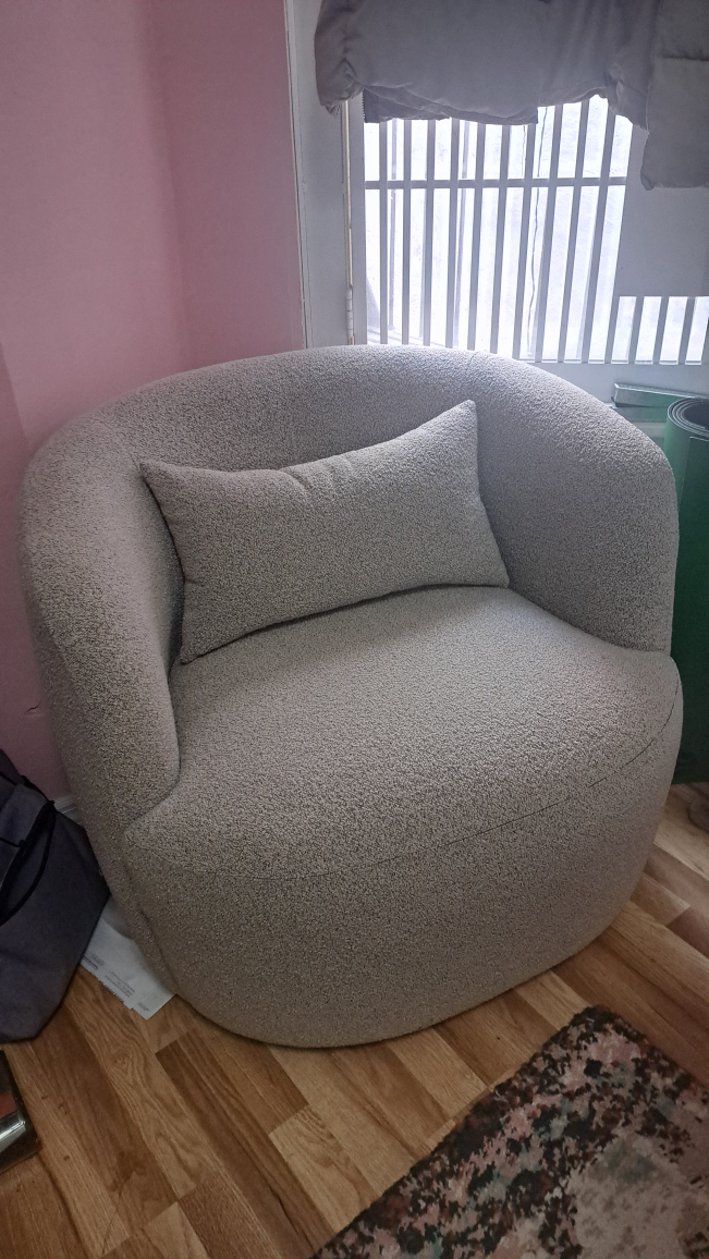 KINWELL Boucle Swivel Barrel Chair - Taupe - photo 3