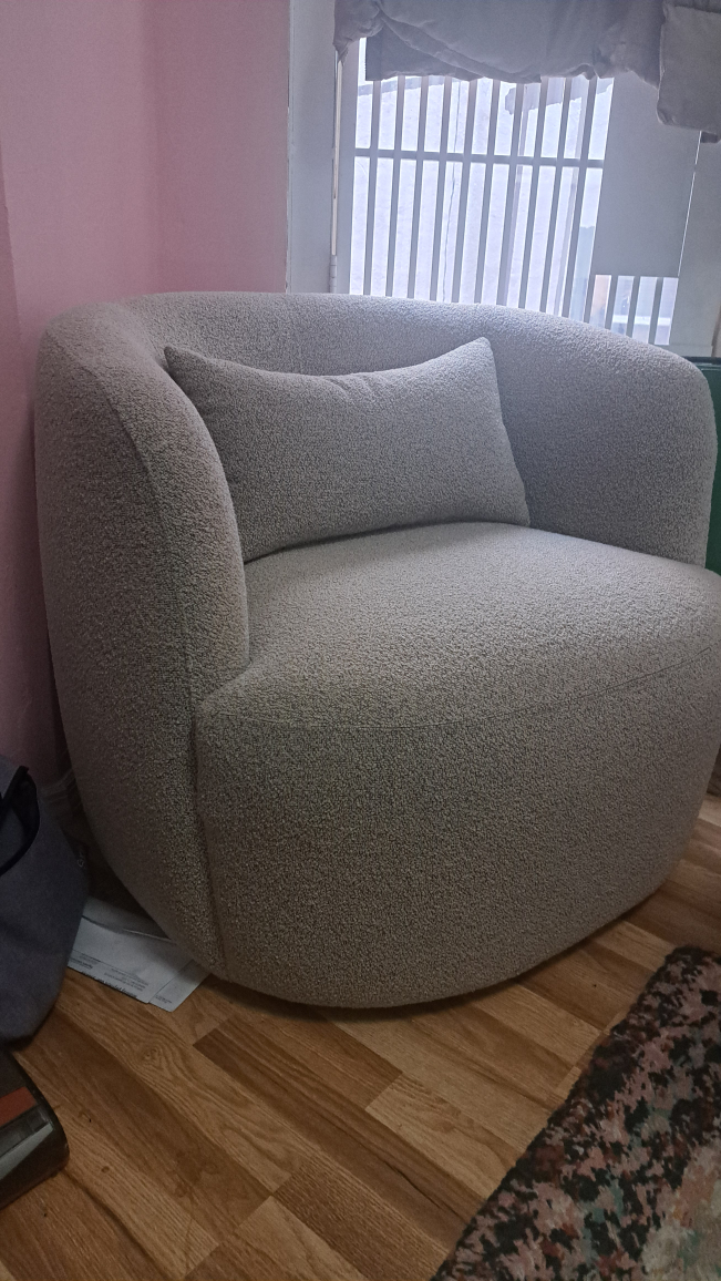 KINWELL Boucle Swivel Barrel Chair - Taupe - photo 4
