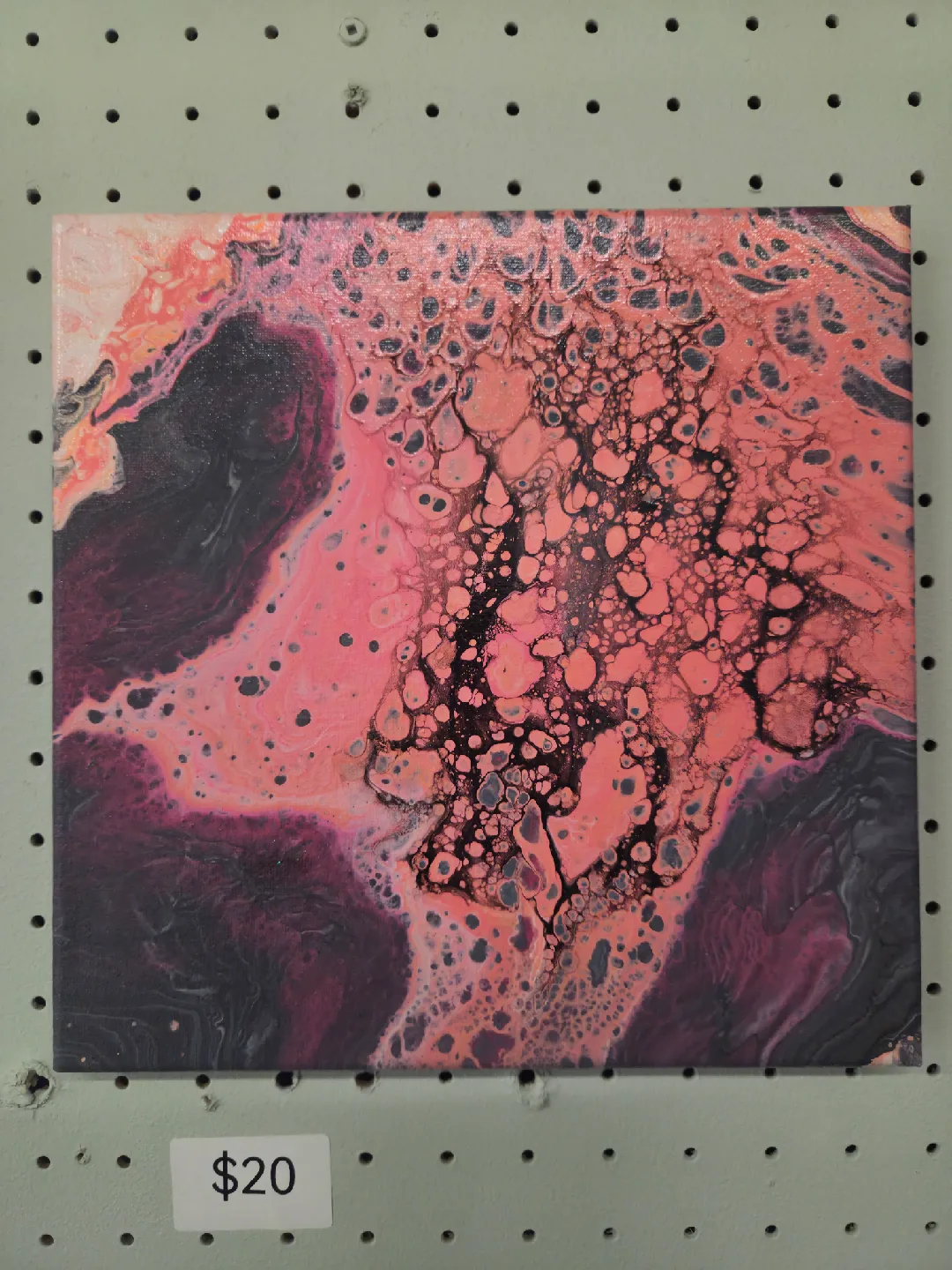 Acrylic Pour Painting - Pink, Black, Purple thumbnail