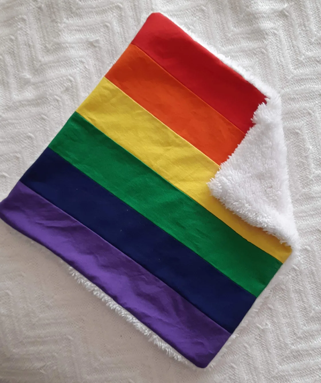 handmade baby lovey in rainbow colours thumbnail