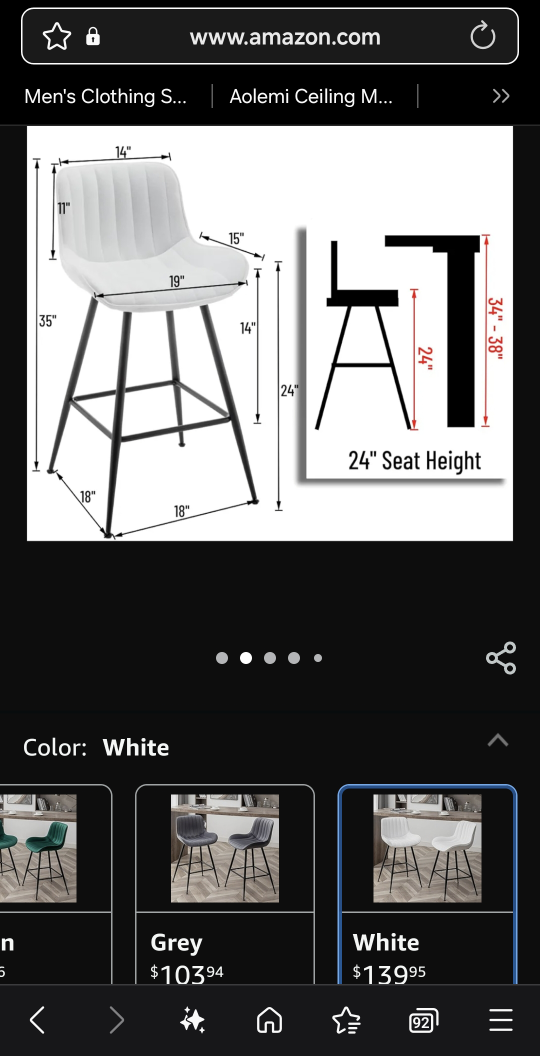 Whiteriye White Bar Stools (Set of 2) - photo 3