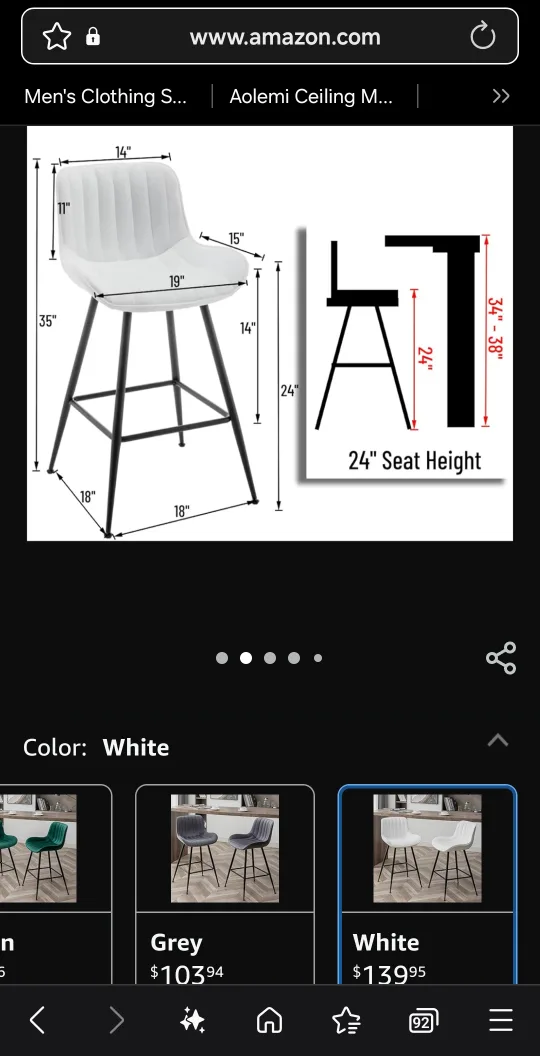 Whiteriye White Bar Stools (Set of 2) image indicator(3)
