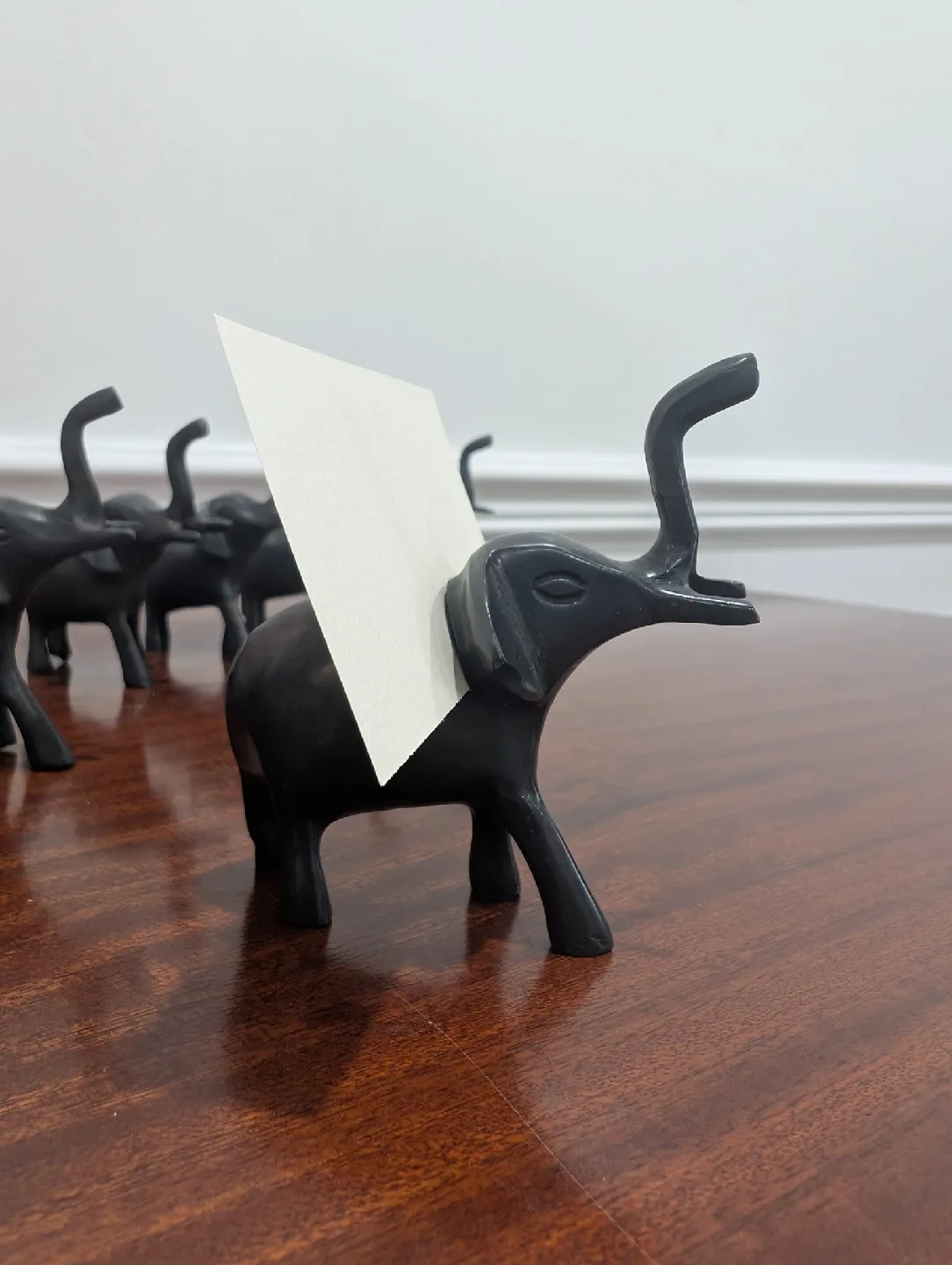 Set of 8 Iron Elephant Name Place Card Holders image indicator(7)