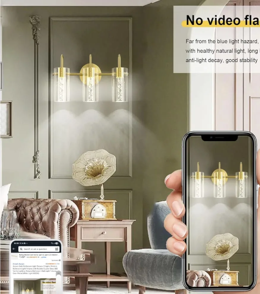 Gold Bathroom Vanity Light Fixture - 3 Light image indicator(3)