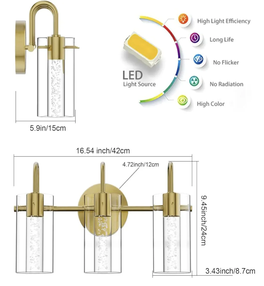 Gold Bathroom Vanity Light Fixture - 3 Light image indicator(4)