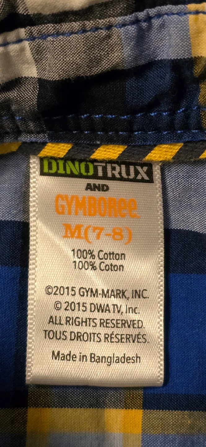 Boys Gymboree Dinotrux Plaid Button-Up Shirt! Size 7 / 8 image indicator(9)