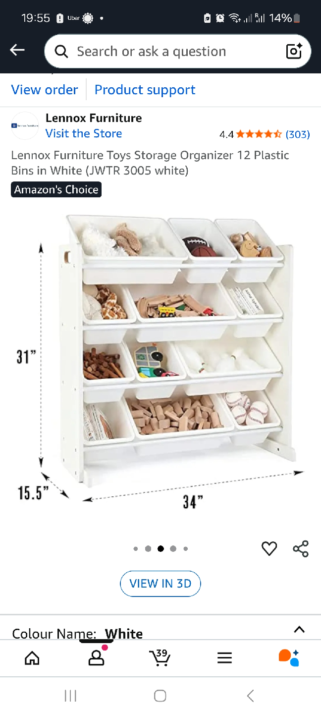 Lennox Furniture Toy Storage Organizer - White - photo 2