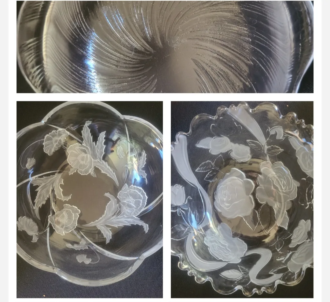 2 Crystal Bowls + 1 Glass Shell shape glass bowl thumbnail