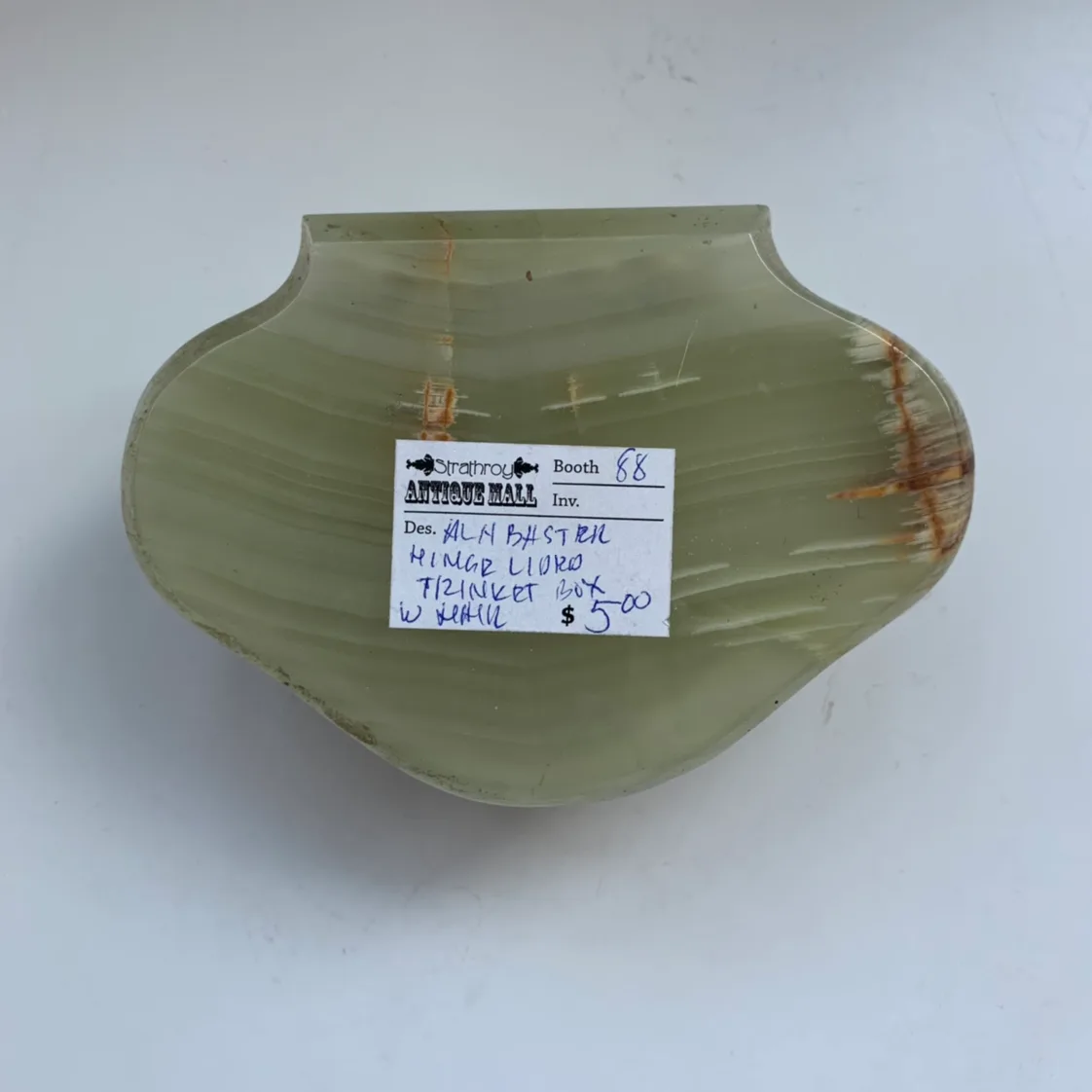 Vintage hinged lid trinket box with hair inside thumbnail