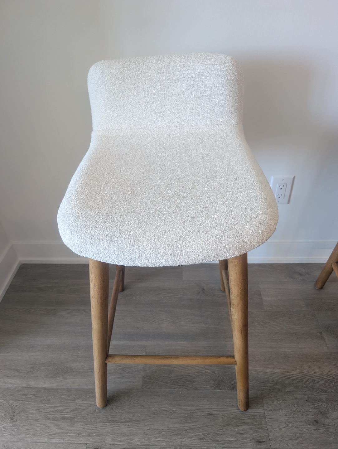 Set of 3 White Boucle Bouclair Bar Stools - photo 3