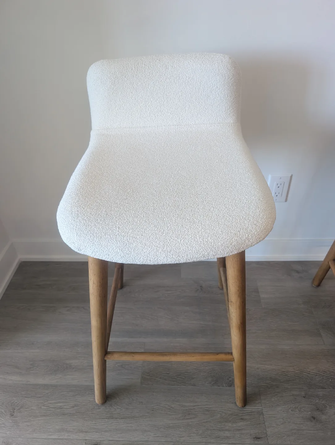 Set of 3 White Boucle Bouclair Bar Stools image indicator(3)