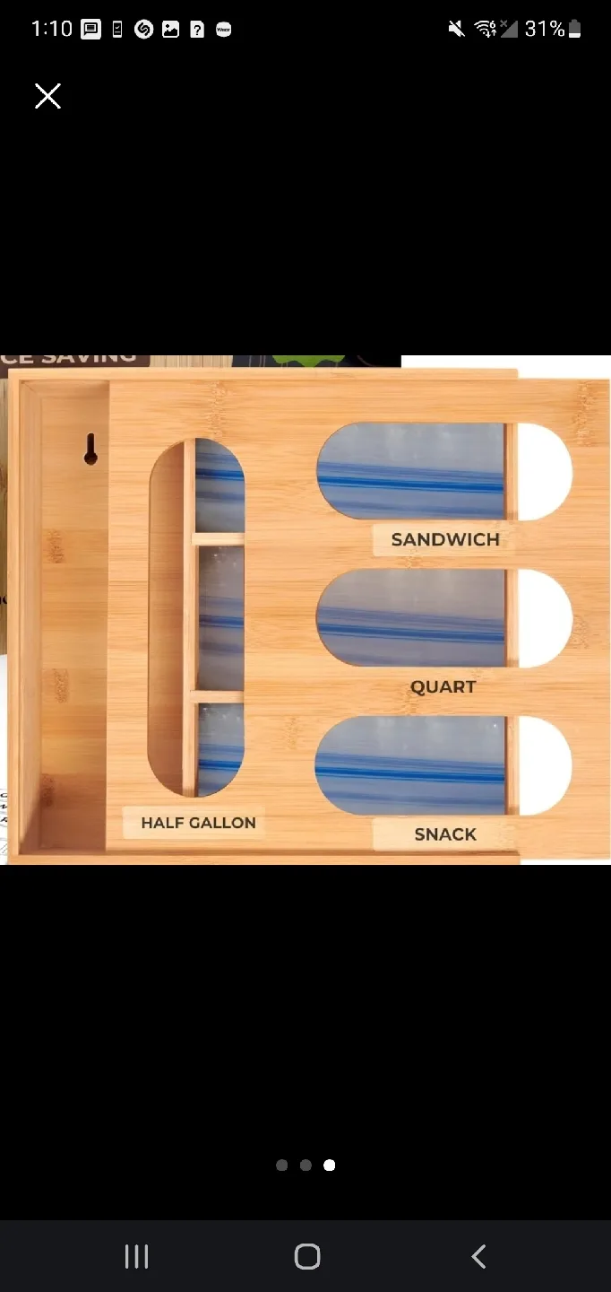 Bamboo Ziplock Bag Organizer thumbnail