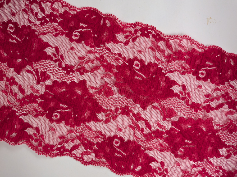 Red wide Floral Lace Fabric - 2 1/2 yards - photo 5