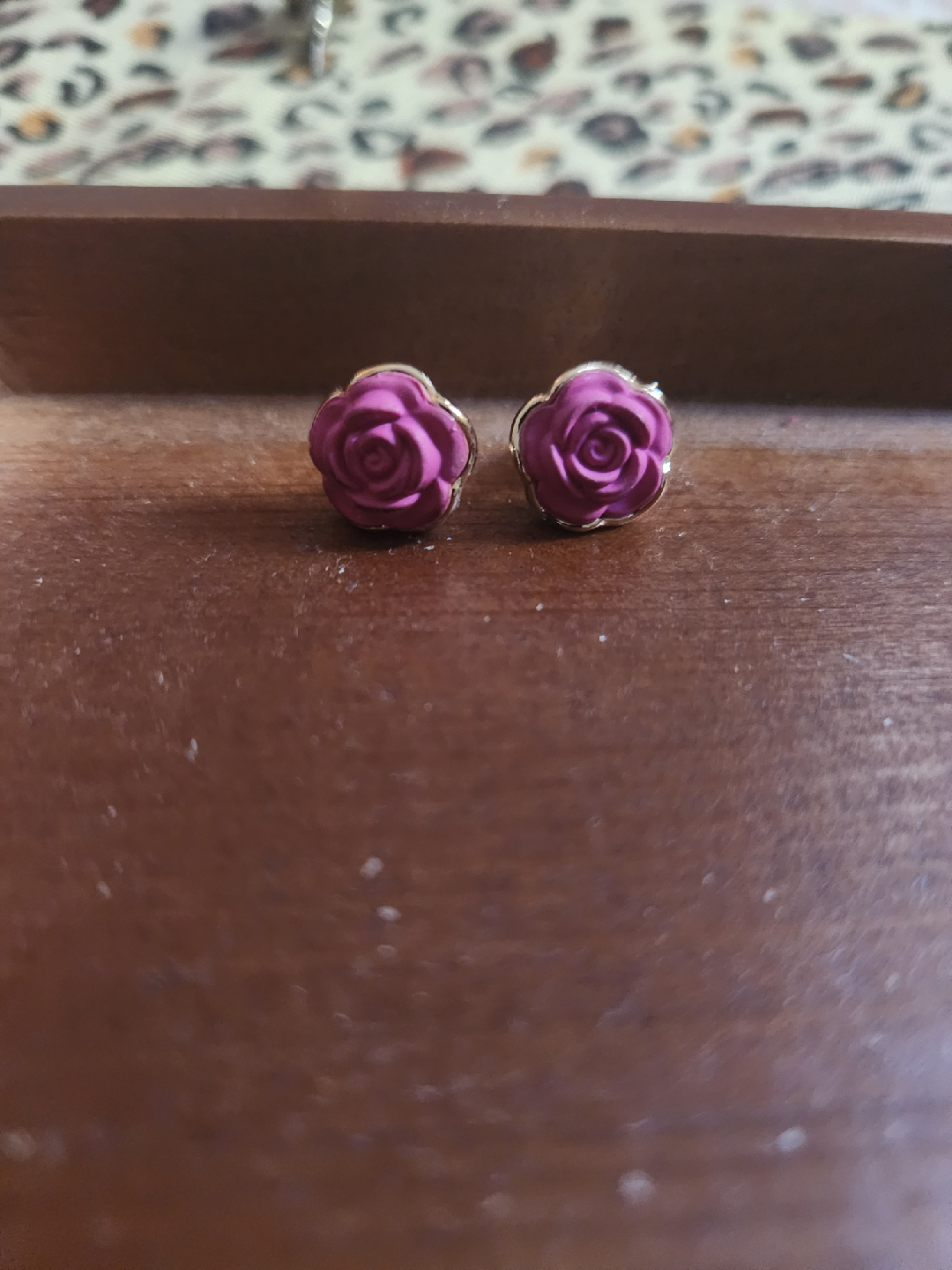Rose Stud Earrings - Purple