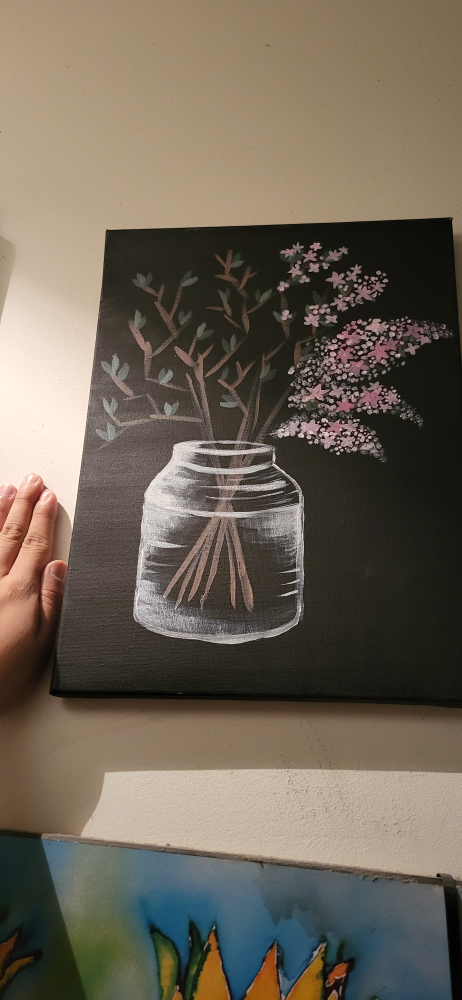 Floral Painting on Canvas - photo 2