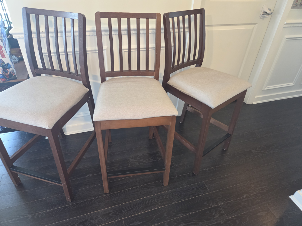 Ikea - Set of 3 Brown Wooden Bar Stools