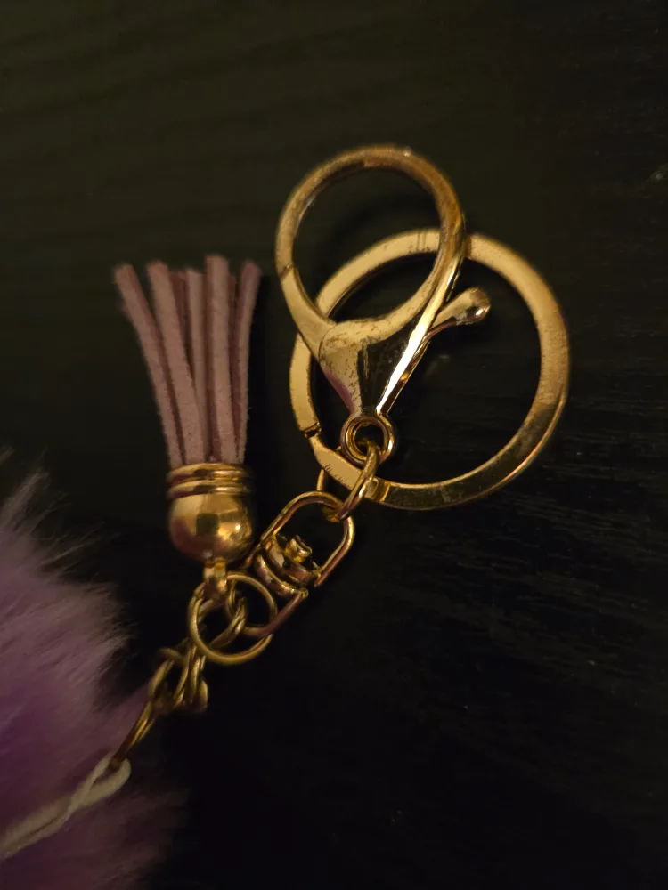 Purple Faux Fur Pom Pom Keychain image indicator(2)