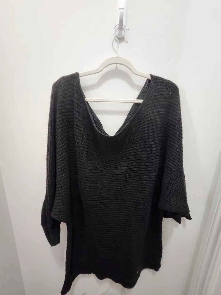 Shein Curve Black Knit Sweater - Size 0XL thumbnail