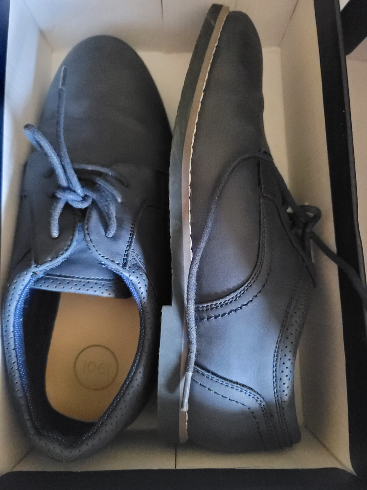 Boys' Navy Faux Leather Dress Shoes - Size 6M