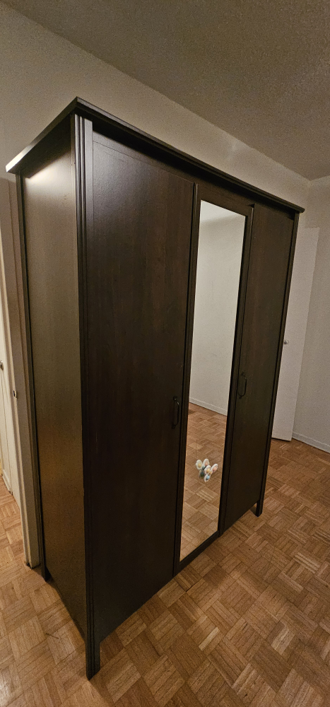 IKEA Dark Brown Wardrobe with Mirror