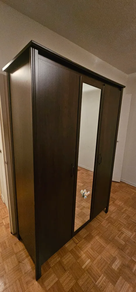 IKEA Dark Brown Wardrobe with Mirror thumbnail