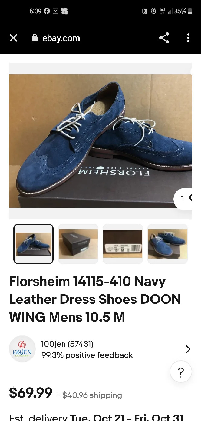 Florsheim Blue Suede Oxford Shoes image indicator(7)
