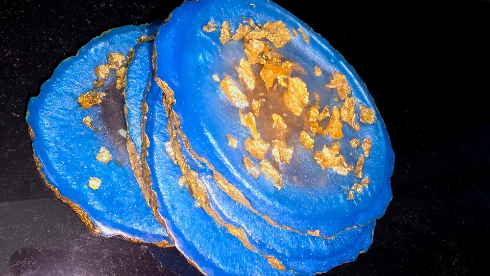 Blue & Gold Resin Coasters - Set of 4 image indicator(3)