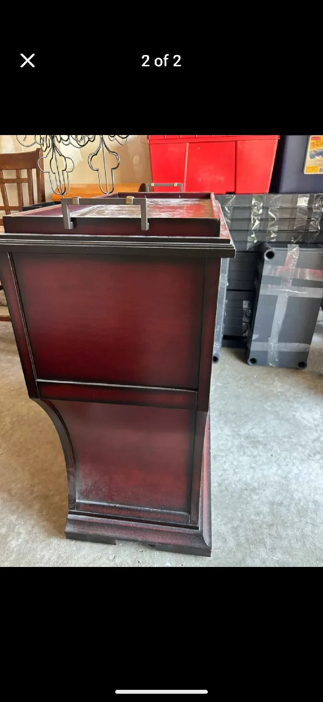 Wine Rack/Bar Cabinet - Dark Red Wood image indicator(2)