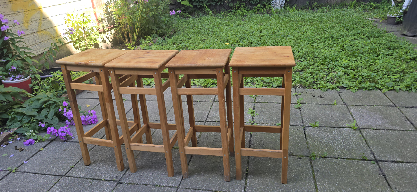 Set of 4 Wooden Stools