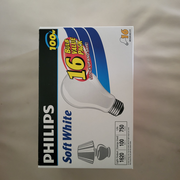 Philips Soft White 100W Light Bulbs - 16 Pack