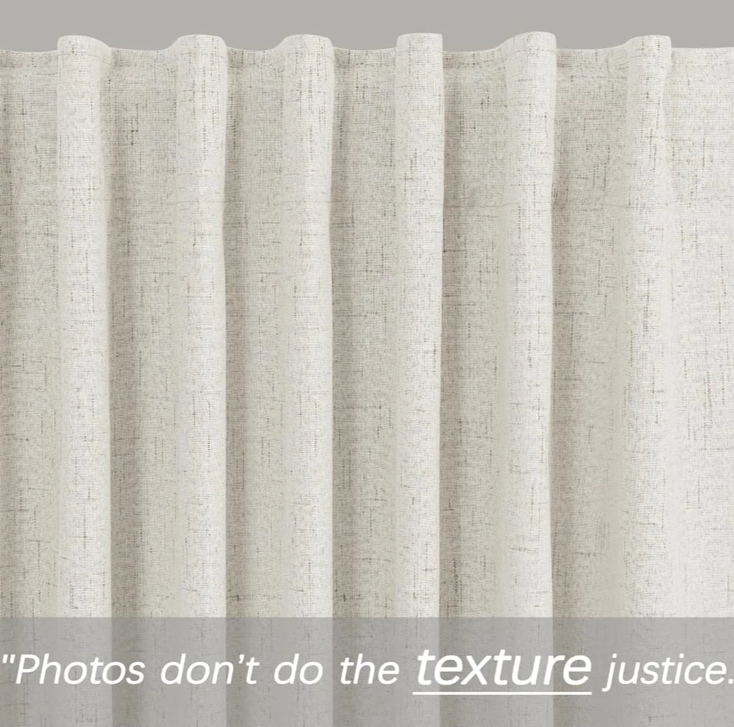 Off-White Linen Blackout Curtains
