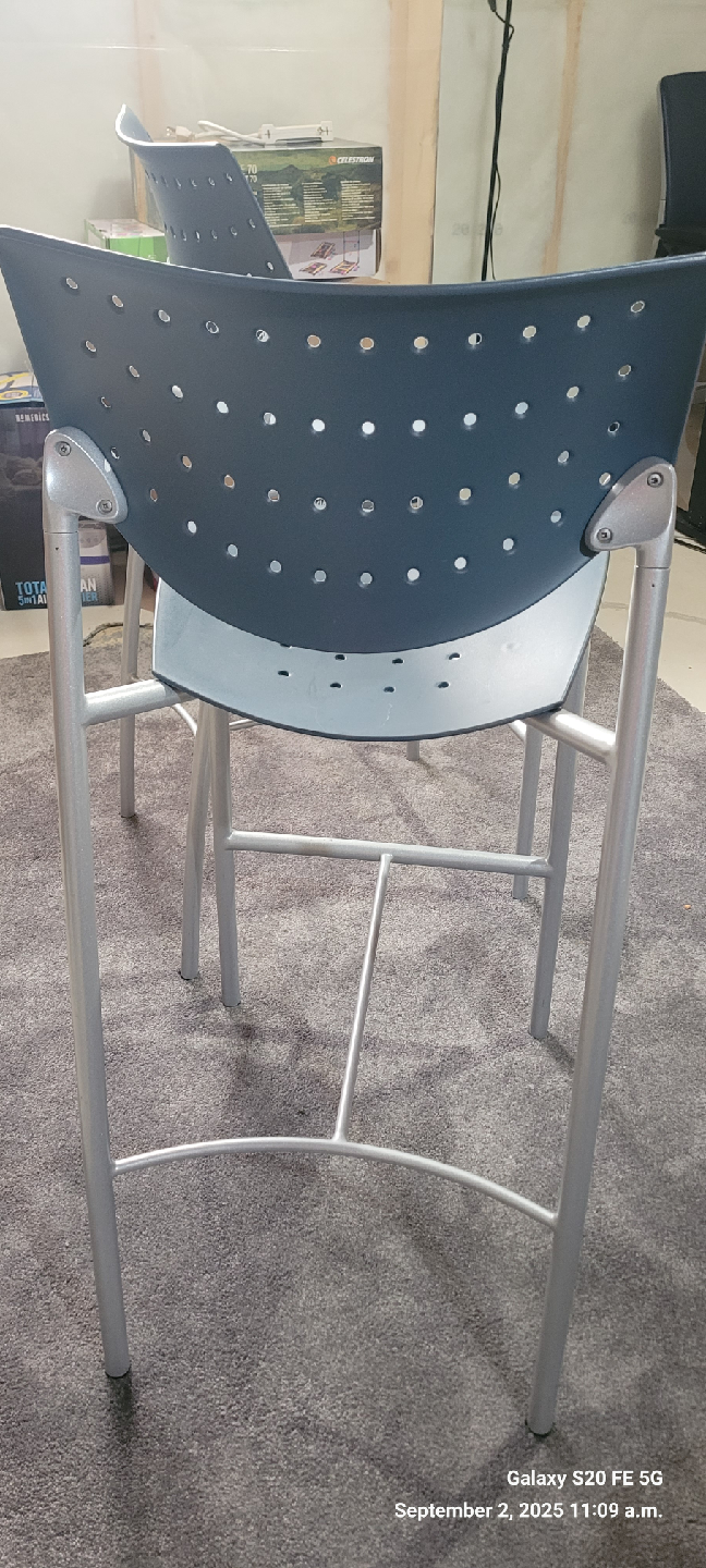 (2) Keilhauer Blue Bar Plastic Stool with Silver Legs - photo 5