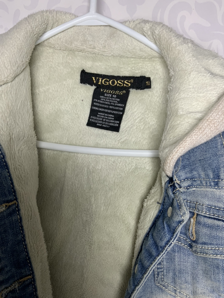 Kids denim long sleeve hooded fashion jacket - photo 2