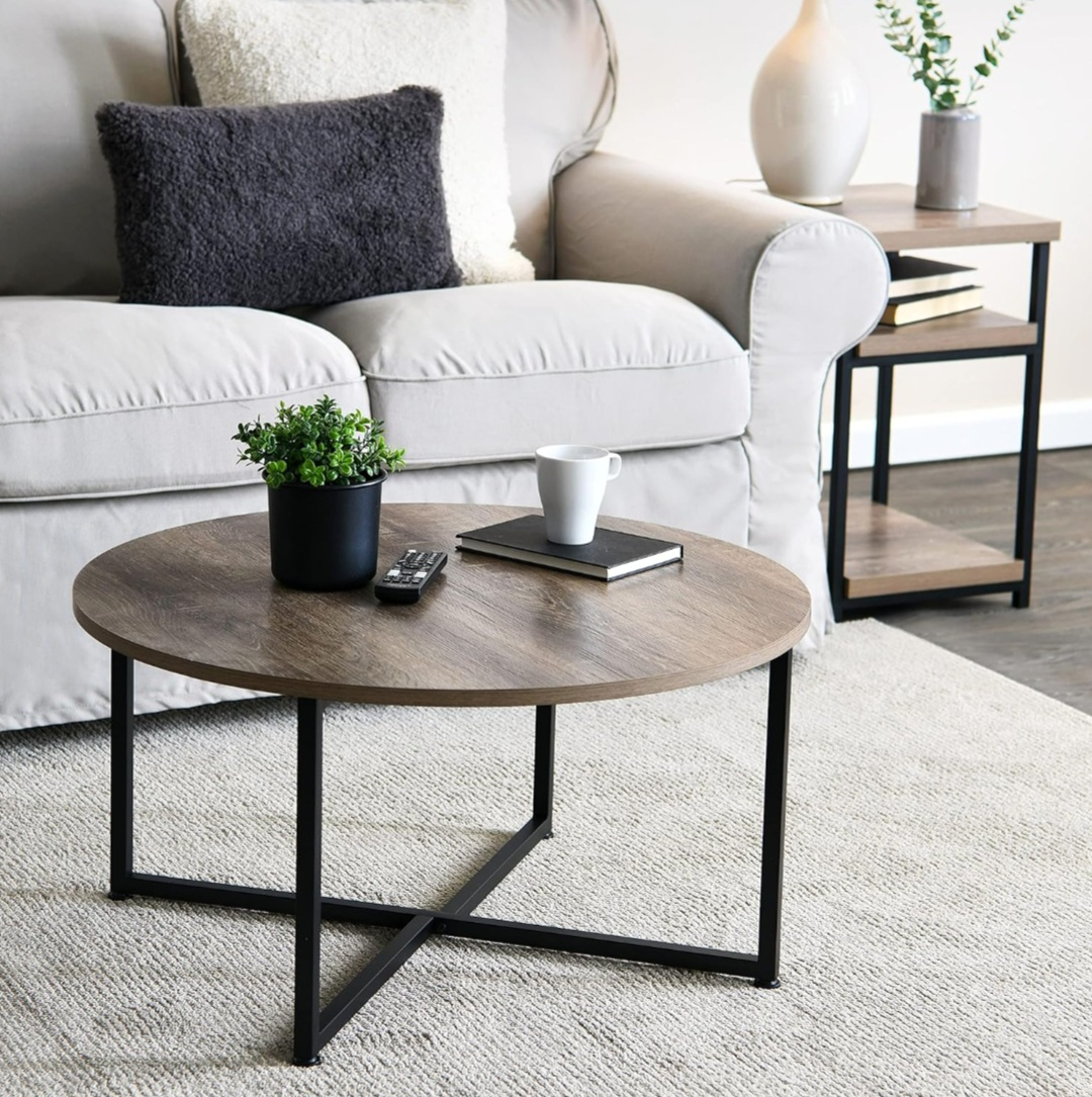 Round Coffee Table, Wood Grain Finish